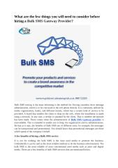 What are the few things you will need to consider before hiring a Bulk SMS Gateway Provider..docx