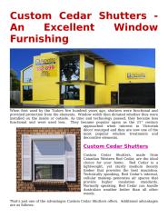Custom Cedar Shutters-An Excellent Window Furnishing.docx